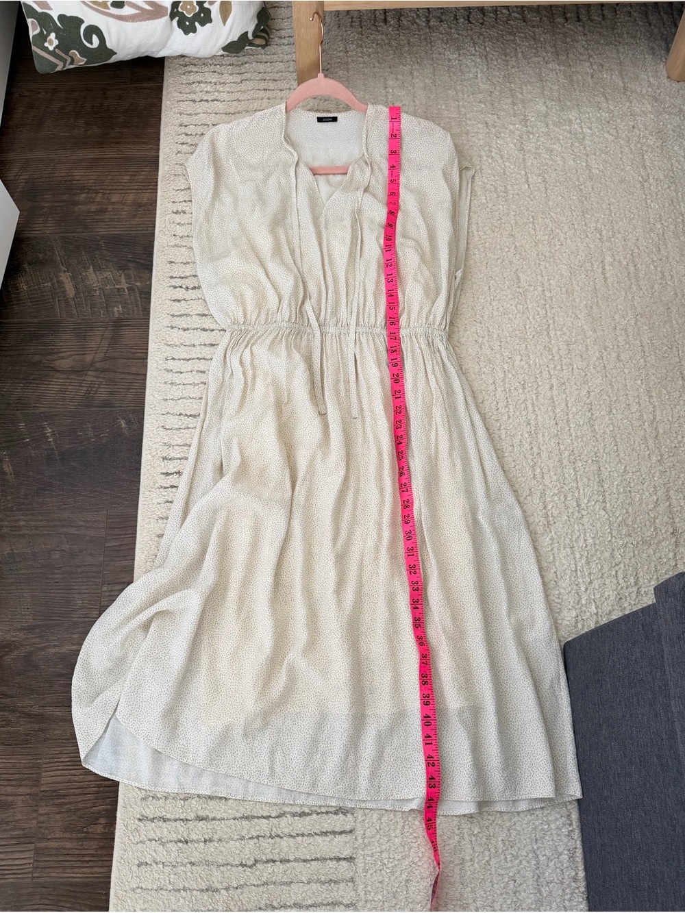 Joseph Light Beige Small Polka Dot V-Neck Midi Dress - Picture 7 of 7